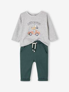 -Set T-shirt + fleece broek, voor baby's, personaliseerbaar