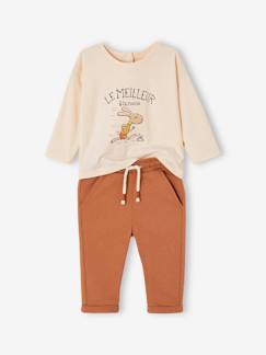 Set T-shirt + fleece broek, voor baby's, personaliseerbaar  - vertbaudet enfant