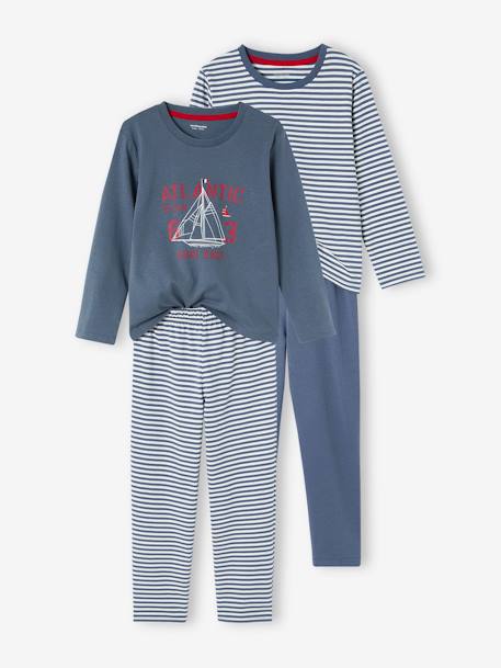 Set van 2 jongenspyjama's met bootmotief van jersey blauw - vertbaudet enfant 