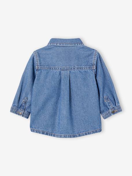 Personaliseerbaar denim blouse met drukknopen voor baby's stone - vertbaudet enfant 