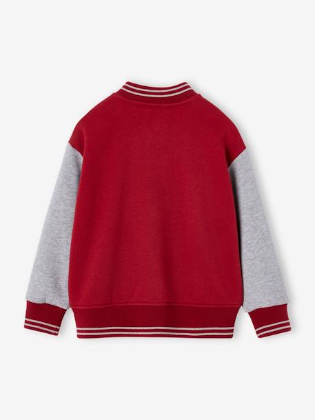 Teddy-sweatshirt in fleece voor jongens met lusbadge. dennen+hazelnoot+rood - vertbaudet enfant 