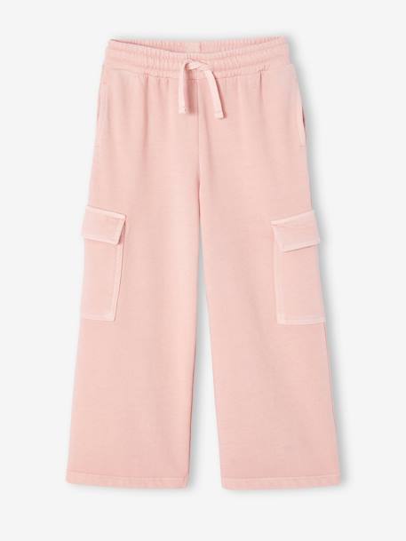 Wijde joggingbroek voor meisjes antraciet+roze (poederkleur) - vertbaudet enfant 