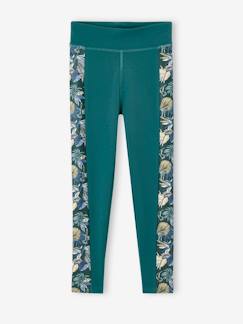 Meisje-Broek-Sportlegging van technisch materiaal meisjes zijstroken exotische bloemen