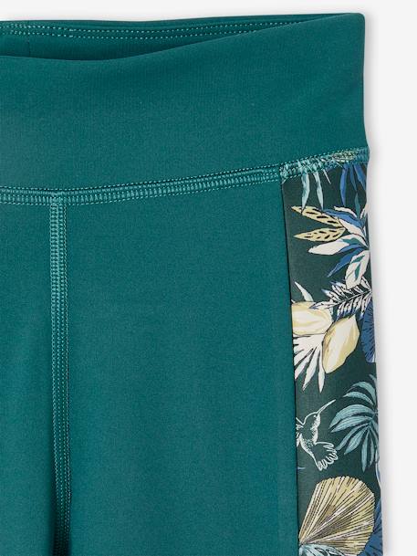 Sportlegging van technisch materiaal meisjes zijstroken exotische bloemen smaragdgroen - vertbaudet enfant 