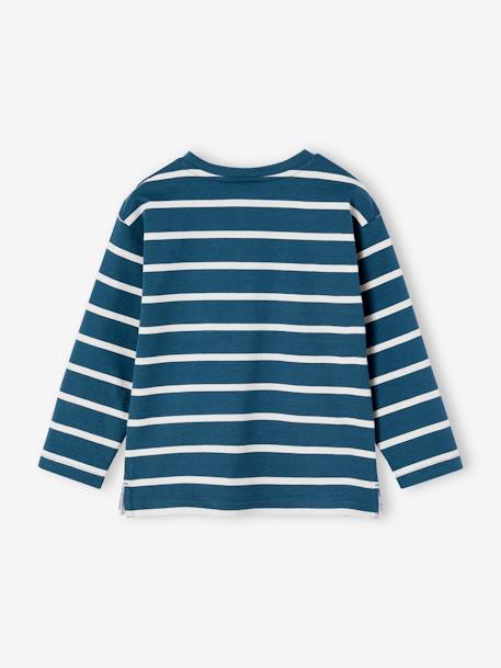 Aanpasbaar jongensshirt met strepen ecru+groenblauw - vertbaudet enfant 