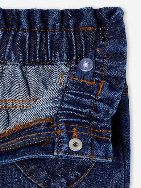 Paperbag jeans meisjes zakken hartjes middenblauw+ongewassen denim - vertbaudet enfant 