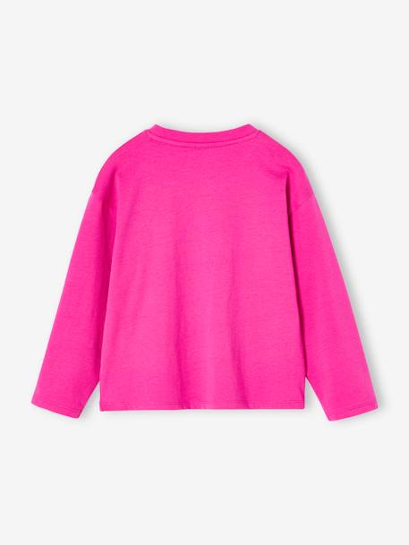 T-shirt Basics motief op de borst meisjes ecru+fuchsia - vertbaudet enfant 