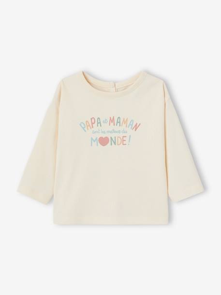 T-shirt met tekst voor baby's van biokatoen vanille - vertbaudet enfant 