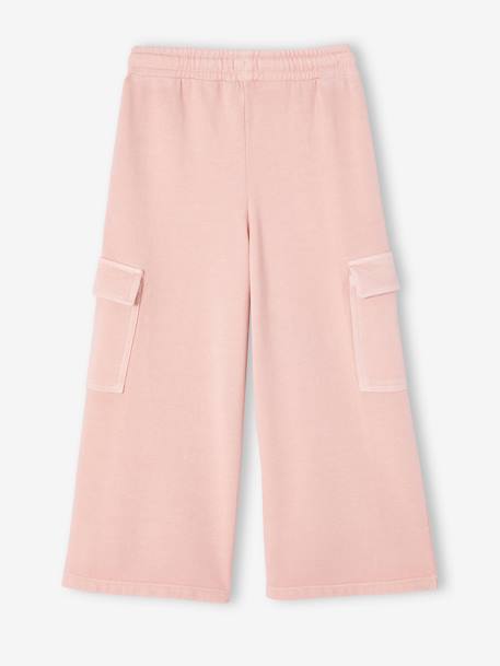 Wijde joggingbroek voor meisjes antraciet+roze (poederkleur) - vertbaudet enfant 