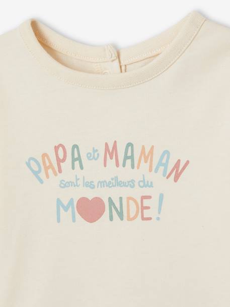 T-shirt met tekst voor baby's van biokatoen vanille - vertbaudet enfant 