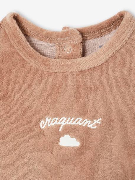 Set van 3 fluwelen babyslaappakjes BASICS cappuccino+kameel+roze (poederkleur) - vertbaudet enfant 