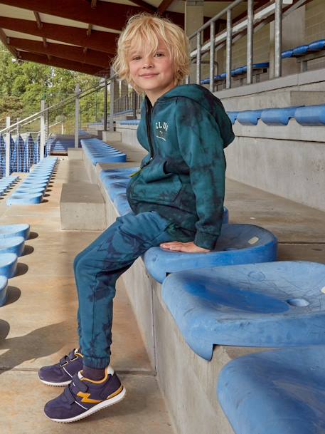 Jongenssportsweater 'tie and dye' met rits en capuchon DONKERBLAUW - vertbaudet enfant 