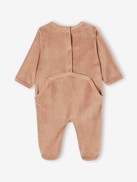 Set van 3 fluwelen babyslaappakjes BASICS cappuccino+kameel+roze (poederkleur) - vertbaudet enfant 