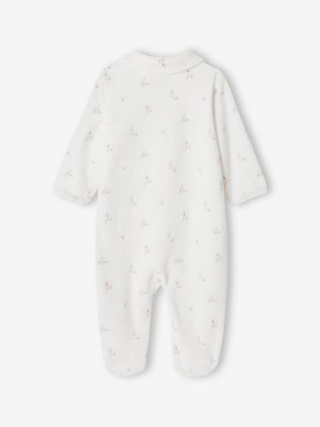 Set van 2 fluwelen babyslaappakjes met opening voor cappuccino+lichtblauw+rozen - vertbaudet enfant 