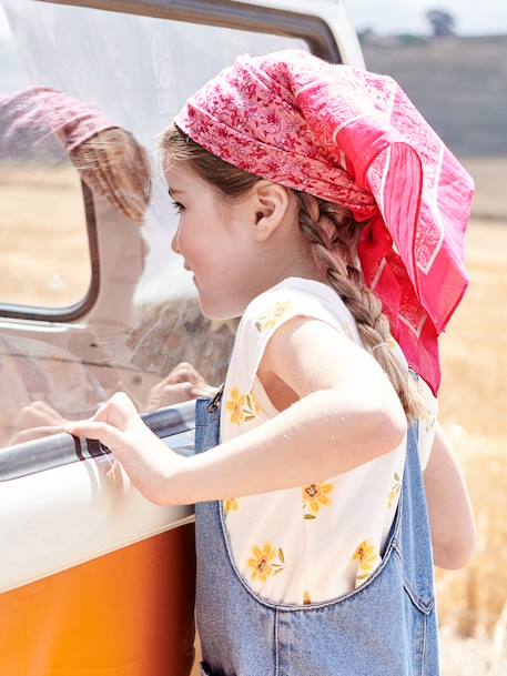 Personaliseerbare sjaal met bloemeprint voor meisjes roze, bedrukt - vertbaudet enfant 