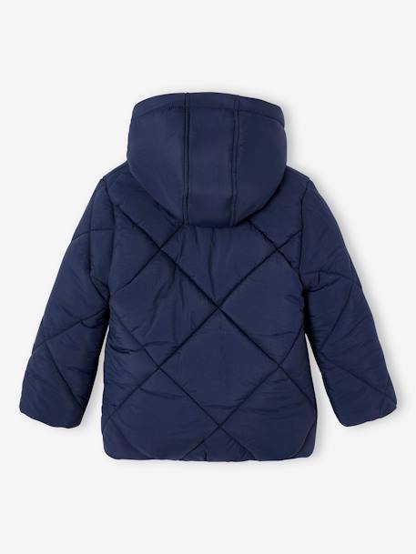 Donsjack met capuchon voor meisjes met sherpa voering marineblauw+rouge - vertbaudet enfant 