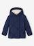 Donsjack met capuchon voor meisjes met sherpa voering marineblauw+rouge - vertbaudet enfant 