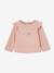 Bedrukt baby-T-shirt met lange mouwen ecru+roze (poederkleur) - vertbaudet enfant 