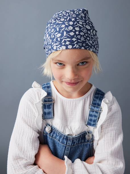 Sjaal met bloemenprint voor meisjes blauw, bedrukt - vertbaudet enfant 