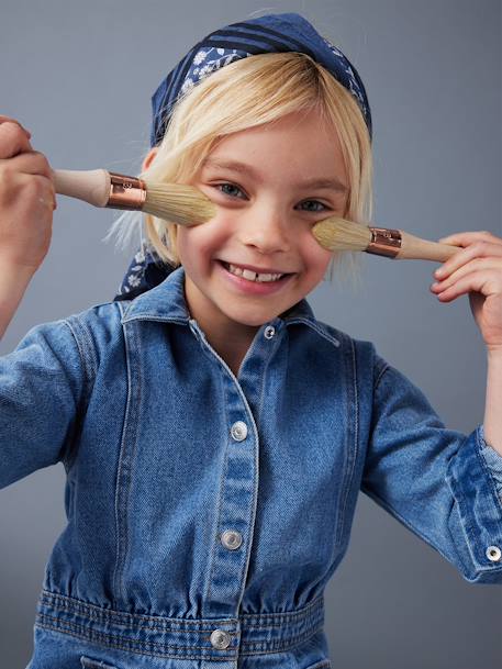 Denim jurk met knoopsluiting middenblauw - vertbaudet enfant 