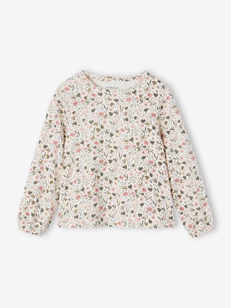 Set schortjurk van fluweel en T-shirt meisjes groen+rozen - vertbaudet enfant 