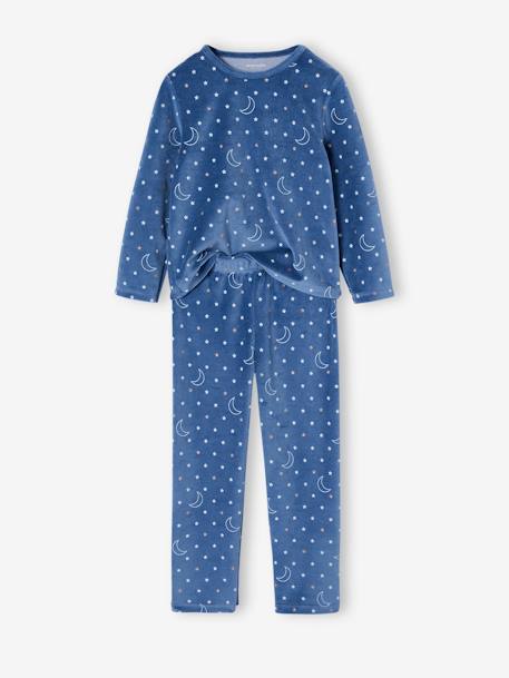 Set van 2 fluwelen pyjama's 'sur mon nuage' voor meisjes blauwgroen - vertbaudet enfant 