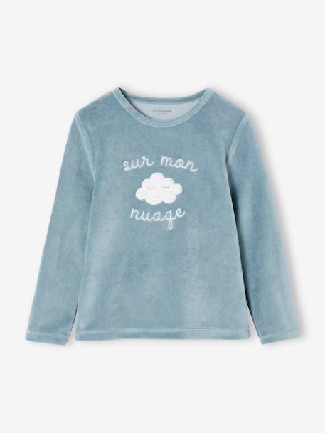 Set van 2 fluwelen pyjama's 'sur mon nuage' voor meisjes blauwgroen - vertbaudet enfant 