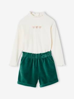 Meisjesset met shirt + fluwelen short  - vertbaudet enfant