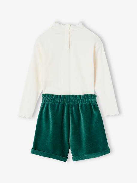 Meisjesset met shirt + fluwelen short groen - vertbaudet enfant 