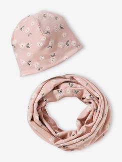 Meisje-Accessoires-Gebloemde meisjesset muts + snood