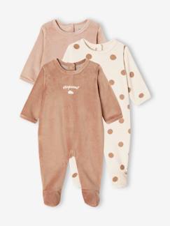 Set van 3 fluwelen babyslaappakjes BASICS  - vertbaudet enfant