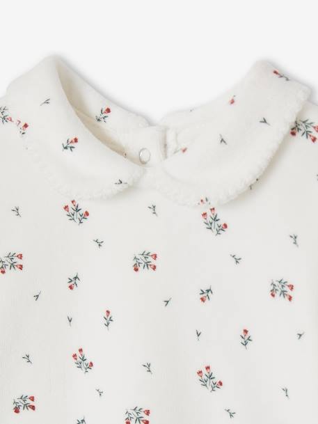 Fluwelen pyjama met bloemmotief baby 2-delig ecru - vertbaudet enfant 