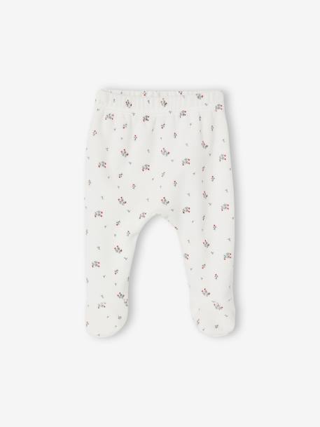 Fluwelen pyjama met bloemmotief baby 2-delig ecru - vertbaudet enfant 