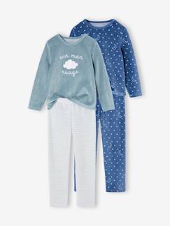 Set van 2 fluwelen pyjama's "sur mon nuage" voor meisjes  - vertbaudet enfant