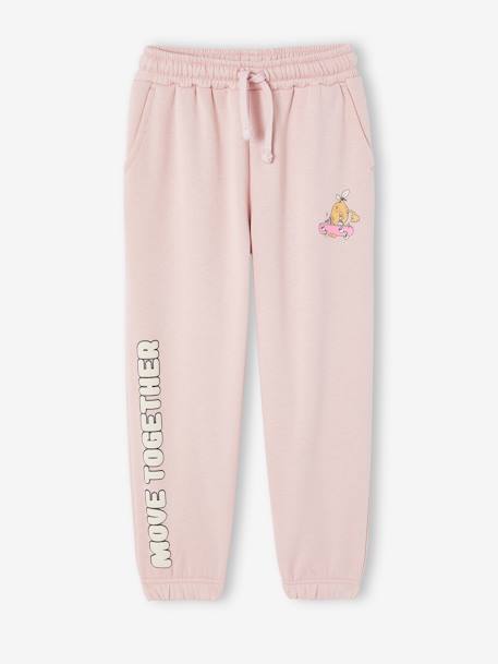 Joggingbroek met sierdetails meisjes van fleece roze (poederkleur) - vertbaudet enfant 