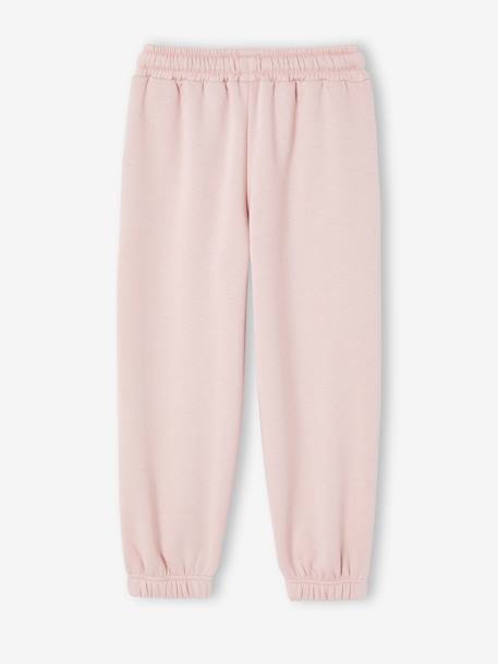 Joggingbroek met sierdetails meisjes van fleece roze (poederkleur) - vertbaudet enfant 