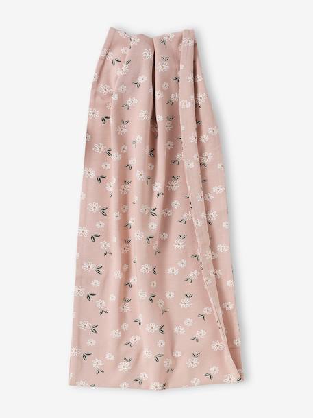 Gebloemde meisjesset muts + snood groengrijs+roze (poederkleur) - vertbaudet enfant 