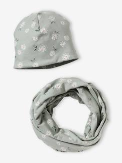 Meisje-Accessoires-Gebloemde meisjesset muts + snood