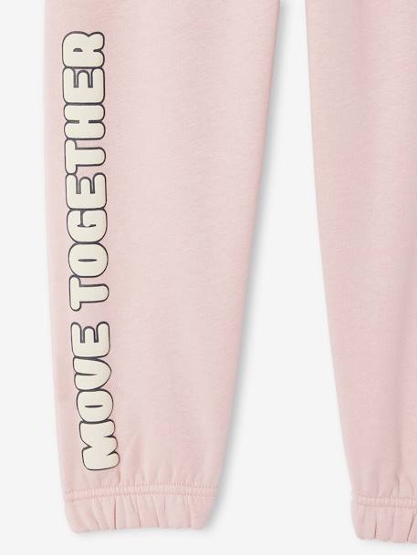 Joggingbroek met sierdetails meisjes van fleece roze (poederkleur) - vertbaudet enfant 