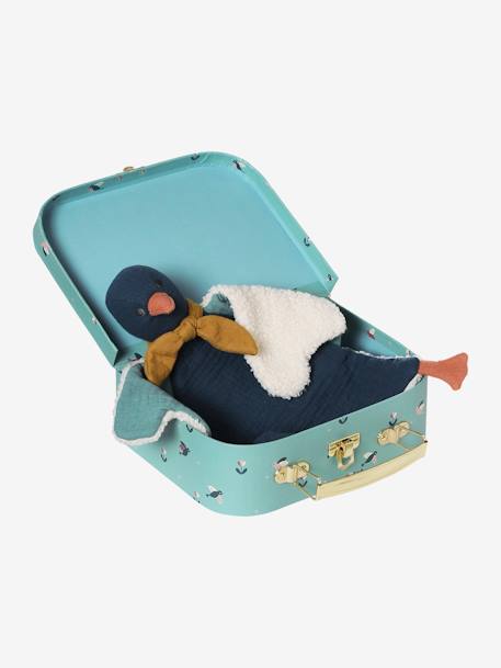 Aanpasbare vogelknuffel van twee materialen met etui blauw+rozen - vertbaudet enfant 