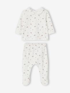 Fluwelen pyjama met bloemmotief baby 2-delig  - vertbaudet enfant