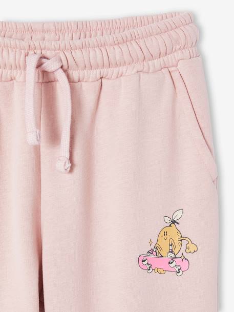 Joggingbroek met sierdetails meisjes van fleece roze (poederkleur) - vertbaudet enfant 