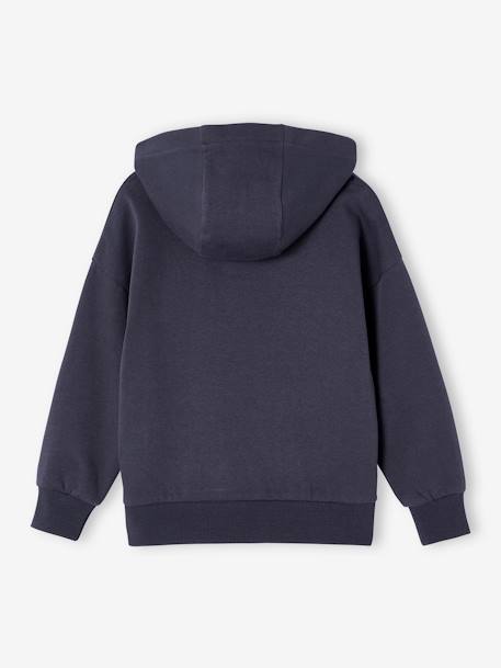 Sweater met capuchon en motief op de borst Basics jongens antraciet+hazelnoot - vertbaudet enfant 