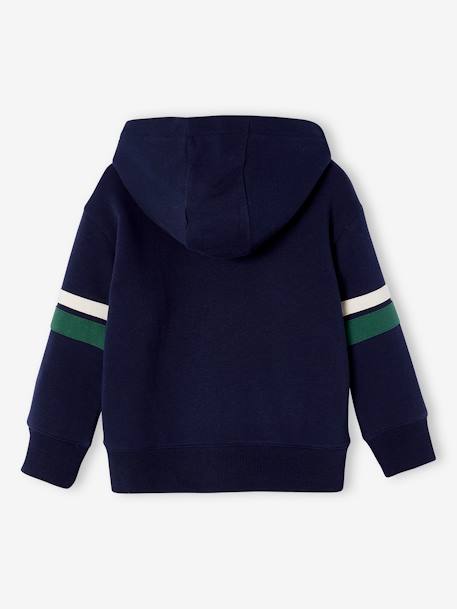 Jongenssweater met capuchon en rits en sherpavoering antraciet+groen+marineblauw - vertbaudet enfant 