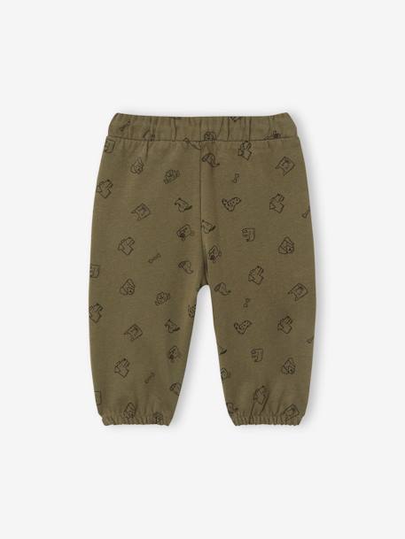 Broek met print van molton baby oceaanblauw+olijf - vertbaudet enfant 