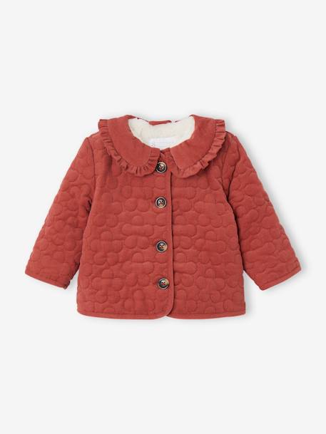 Fluwelen gewatteerd meisjesvest met sherpavoering terracotta - vertbaudet enfant 