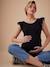 Geribd zwangerschapsshirt met korte mouwen en ruches ENVIE DE FRAISE kaki+zwart - vertbaudet enfant 