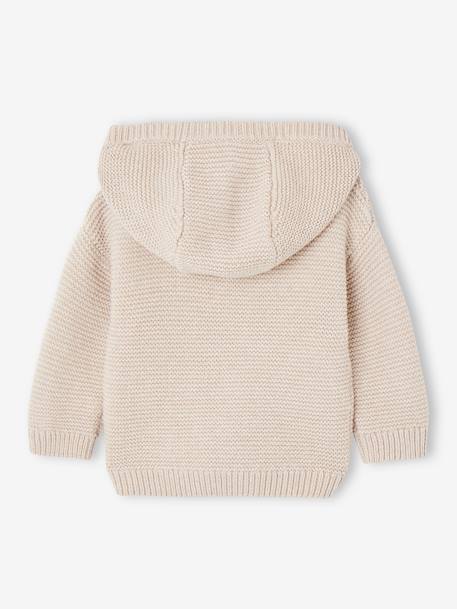 Vest met capuchon en rits van tricot voor baby's gemêleerd beige - vertbaudet enfant 