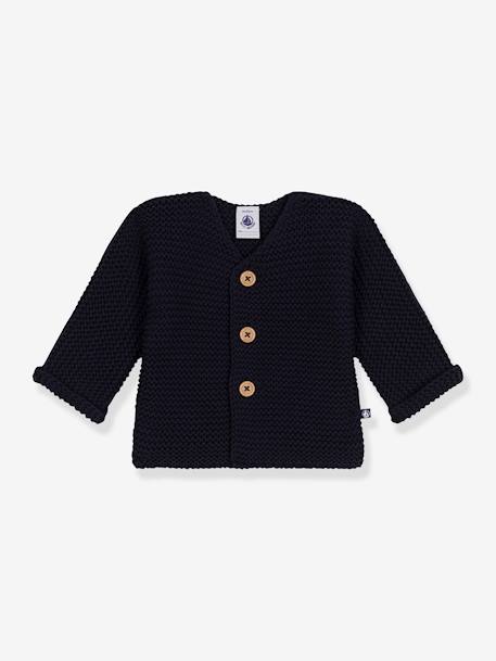 Cardigan baby geribbeld tricot van biologisch katoen PETIT BATEAU blauw - vertbaudet enfant 