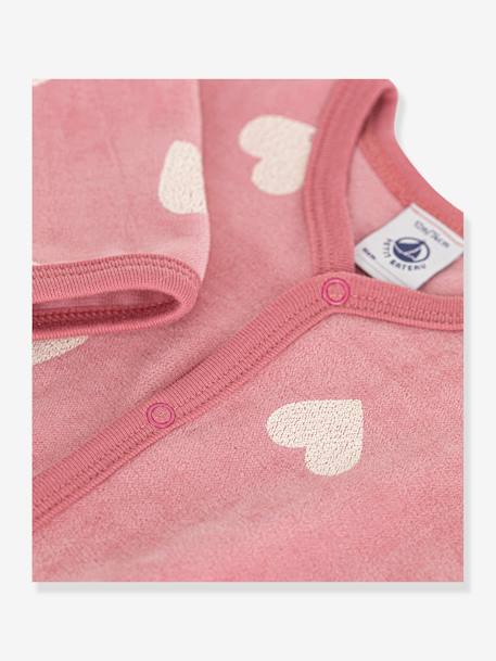 Fluwelen babypyjama met hartjesprint PETIT BATEAU roze, bedrukt - vertbaudet enfant 